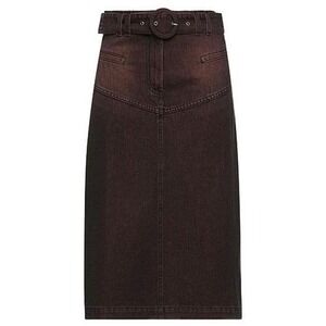 NWT $356 Ottod'Ame Brown Denim Belted Midi Skirt A-Line High Waisted Chocolate